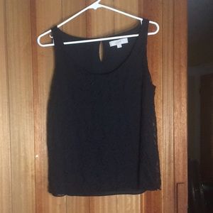 Black lace tank top with keyhole back